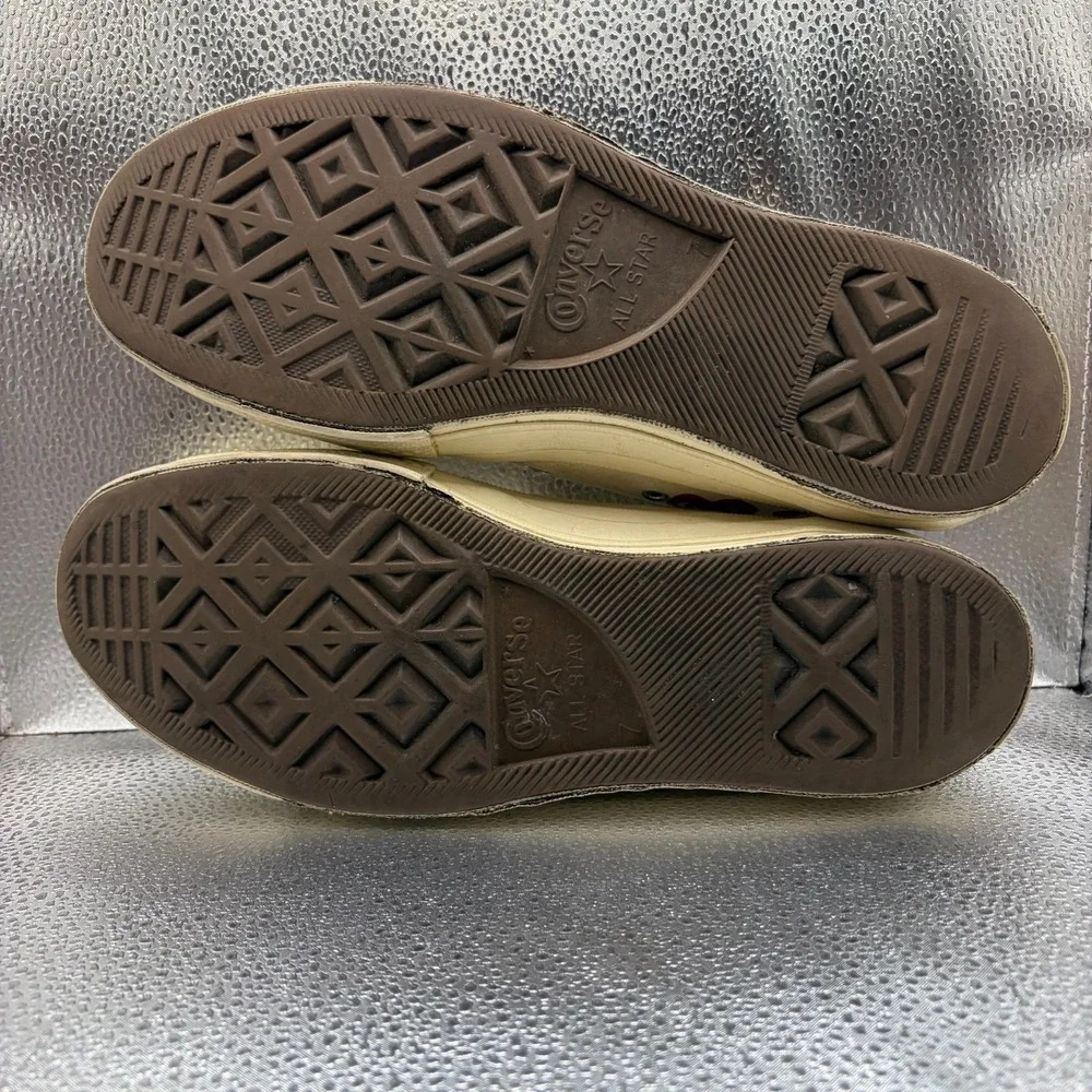 Size M7/W9 Converse Comme Des Garcons Play Beige Unisex Multi Heart Sneaker Shoe